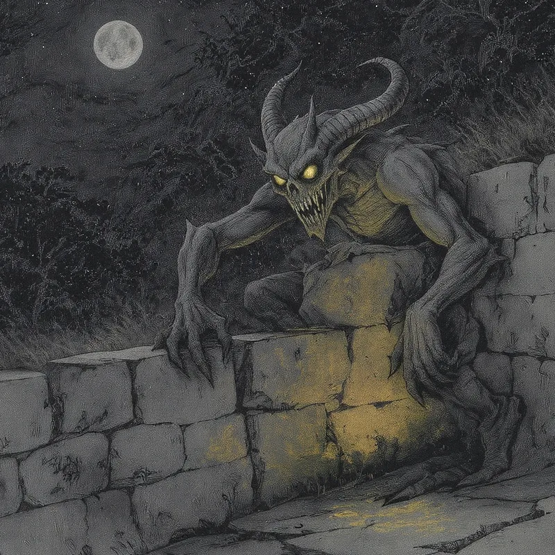 An original illustration of The Dover Demon in its habitat, Dover, Massachusetts