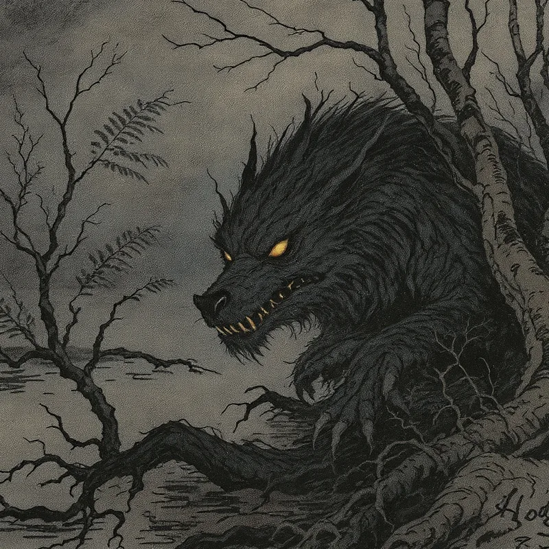 An original illustration of The Hodag in its habitat, Rhinelander, Wisconsin