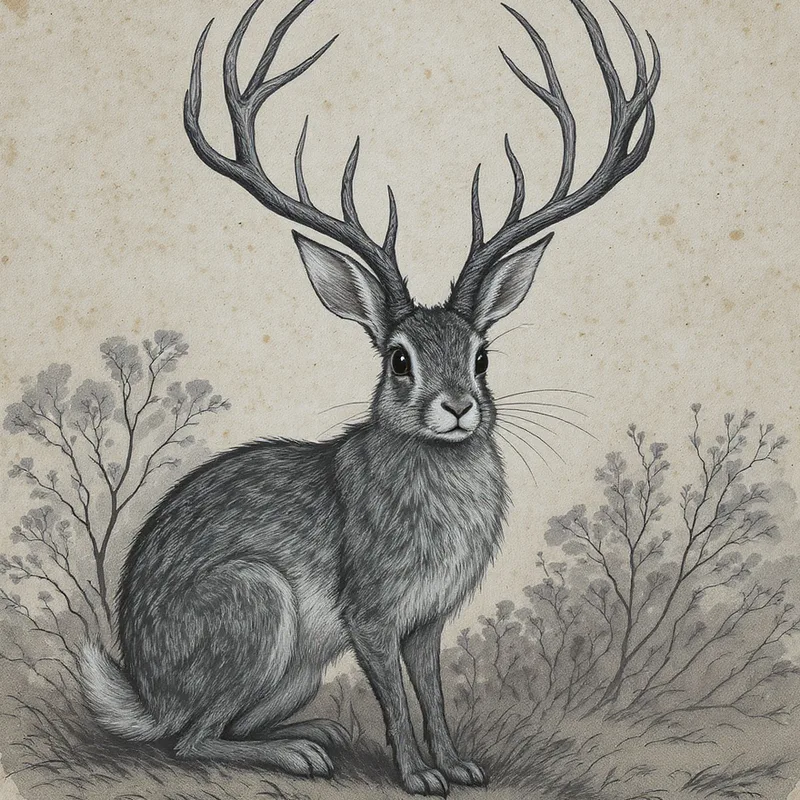 An original illustration of The Jackalope, the cryptid of The American West