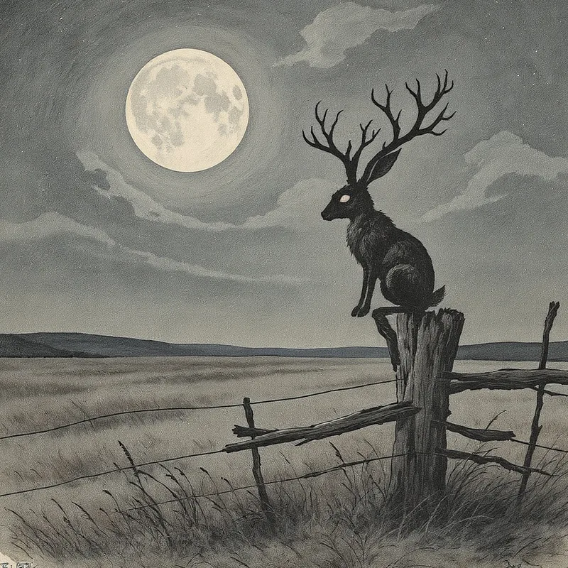An original illustration of The Jackalope in its habitat, The American West