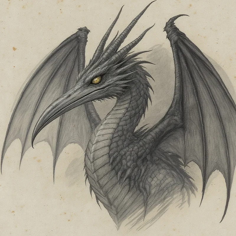 An original illustration of The Snallygaster, the cryptid of Frederick County, Maryland