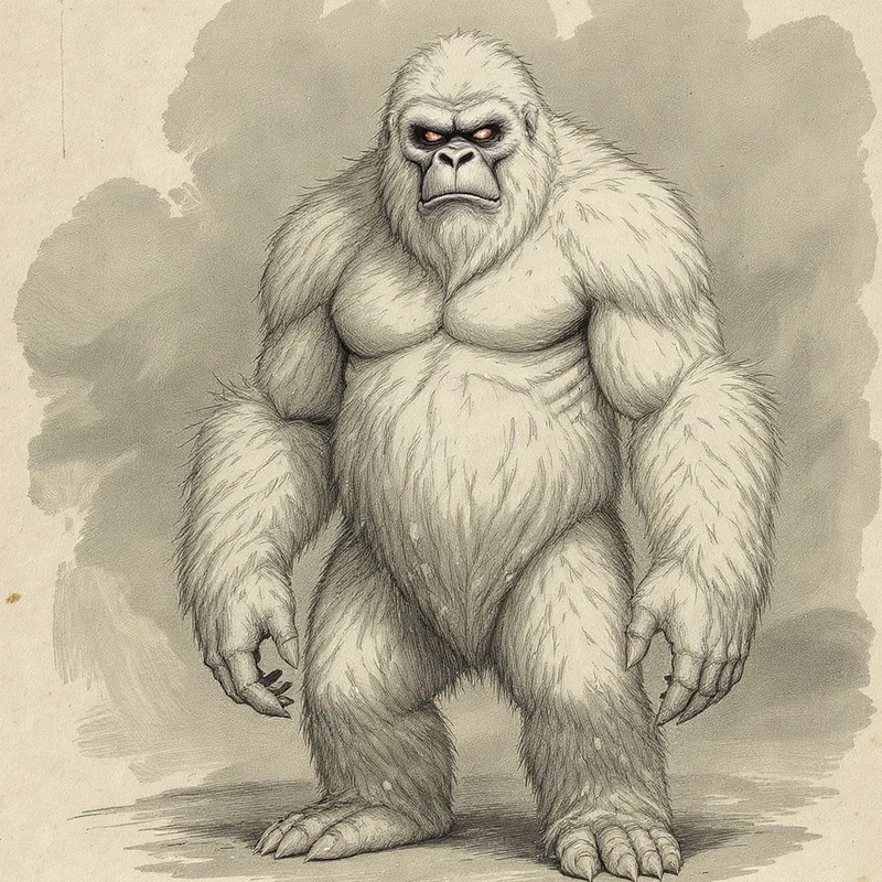 An original illustration of The Yeti, the cryptid of The Himalayas (Nepal & Tibet)