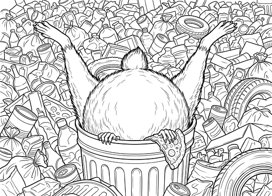 Jimothy the Trash Panda coloring page thumbnail