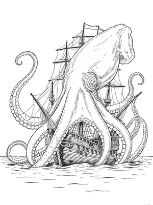 The Kraken coloring page thumbnail
